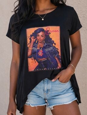 Vibrant Graphic Super Soft Short Sleeve Tunic Top